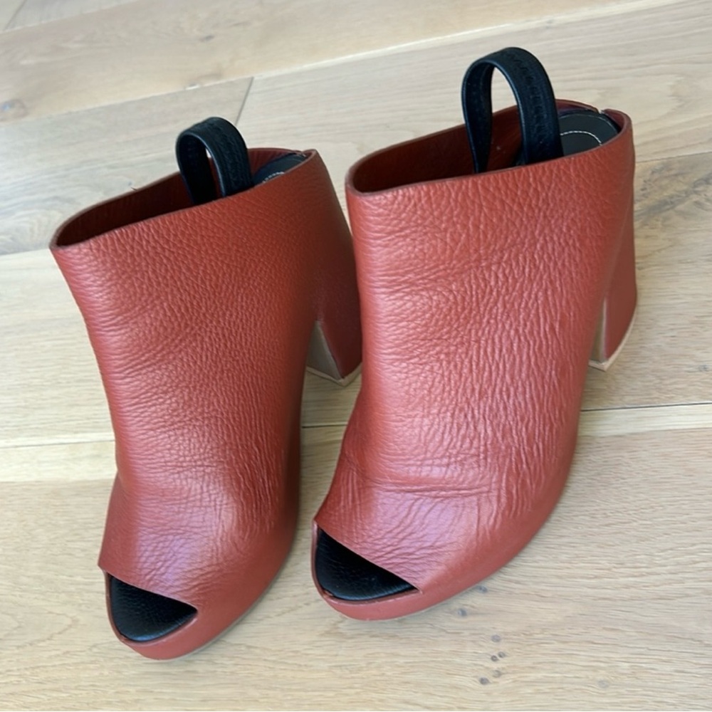 Balenciaga Brown Leather Slingback Platform Heels